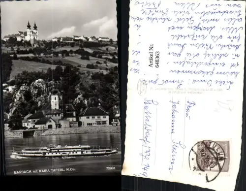 648363,Foto Ak Schiff Dampfer Stadt Passau b. Marbach m. Maria Taferl