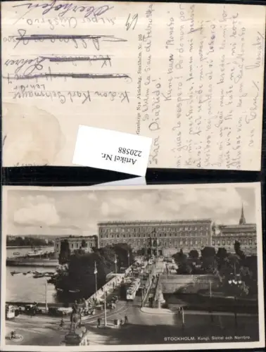 220588,Stockholm Kungl. Slottet och Norrbro Brücke Straßenbahn