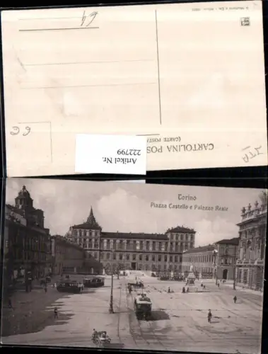 222799,Piemonte Torino Turin Piazza Castello e Palazzo Reale Platz Straßenbahnen