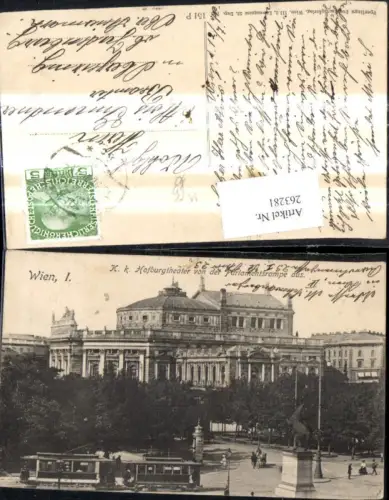 263281,Strassenbahn Wien Kk Hofburgtheater v. d. Parlamentsrampe aus Ringlinien Litfaßsäule