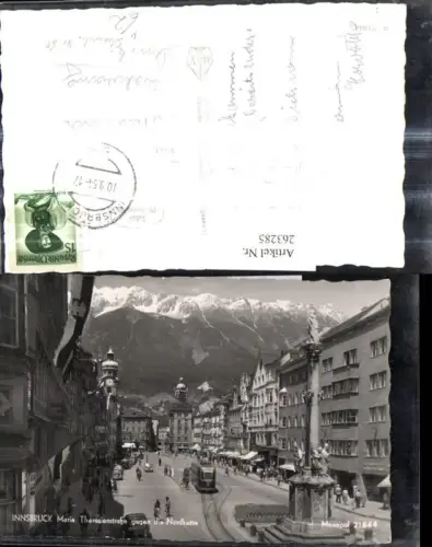 263285,Foto Ak Strassenbahn Nr. 60 Maria Theresienstraße geg. d. Nordkette Innsbruck