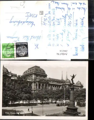284218,Foto Ak Strassenbahn Wien Universität Ringlinie