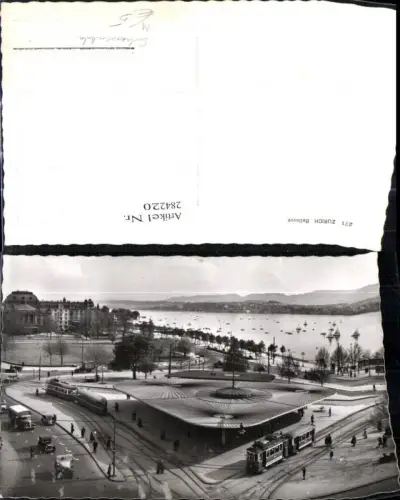284220,Foto Ak Strassenbahn Zürich Bellevue