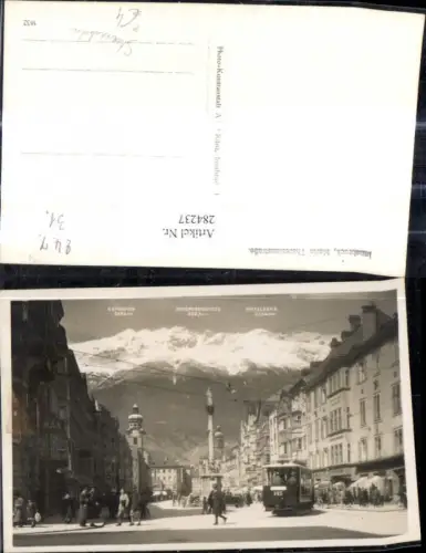 284237,Foto Ak Strassenbahn Innsbruck Maria Theresienstraße Annasäule