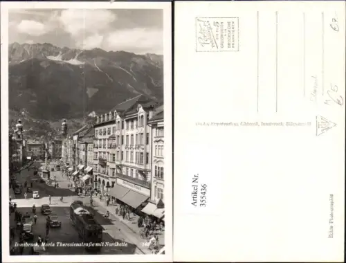 355436,Foto Ak Straßenbahn Innsbruck Maria Theresienstraße m. Nordkette