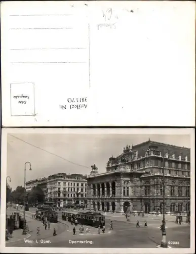 381170,Foto Ak Straßenbahn Wien Oper Opernring Ringlinien Verkehr