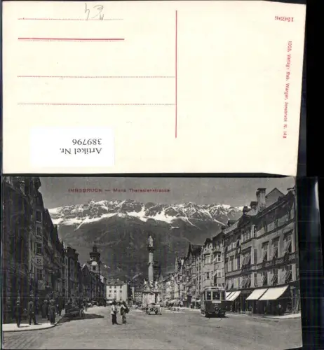 389796,Straßenbahn Innsbruck Maria Theresienstrasse Annasäule Bergkulisse