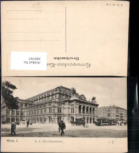 389797,Straßenbahn Wien K.k. Hof-Opernhaus Oper Kutsche pub B.K.W.I. 91