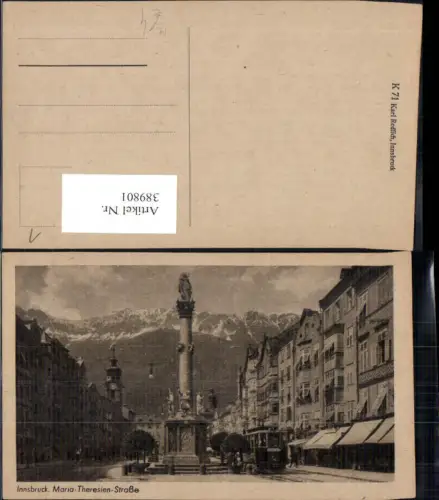 389801,Straßenbahn Innsbruck Maria-Theresien-Strasse Annasäule Bergkulisse