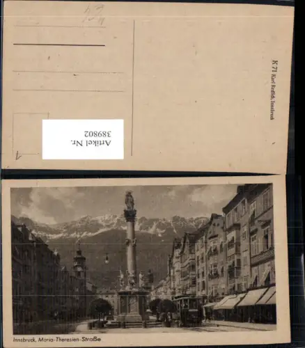 389802,Straßenbahn Innsbruck Maria-Theresien-Strasse Annasäule Bergkulisse
