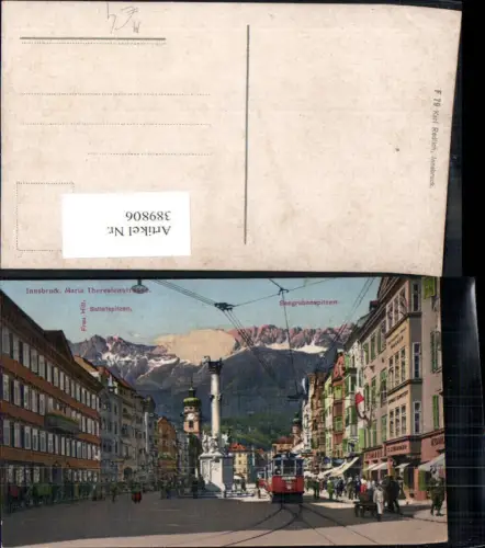 389806,Straßenbahn 1 Innsbruck Maria-Theresienstrasse Annasäule Bergkulisse