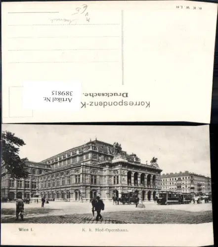 389815,Straßenbahn Wien K.k. Hof-Opernhaus Oper Tram Kutsche pub B.K.W.I. 91