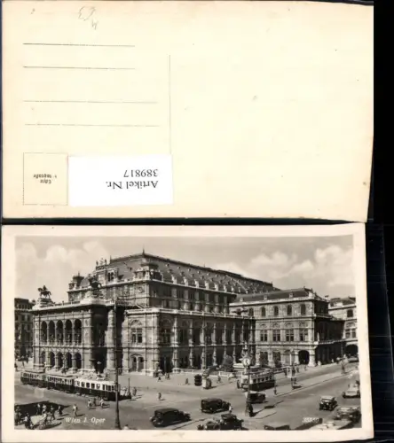 389817,Foto Ak Straßenbahn Wien Oper Automobile