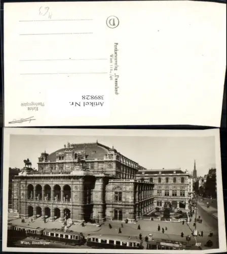 389828,Foto Ak Straßenbahn Wien Staatsoper Oper