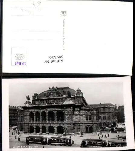 389836,Foto Ak Straßenbahn Wien Staatsoper Oper