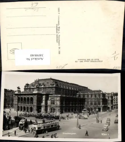 389840,Foto Ak Straßenbahn 61 Ringlinie Wien Staatsoper Oper Automobile
