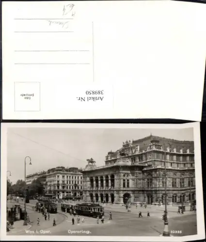 389850,Foto Ak Straßenbahn J u. 61 Wien Opernring Oper Litfaßsäule
