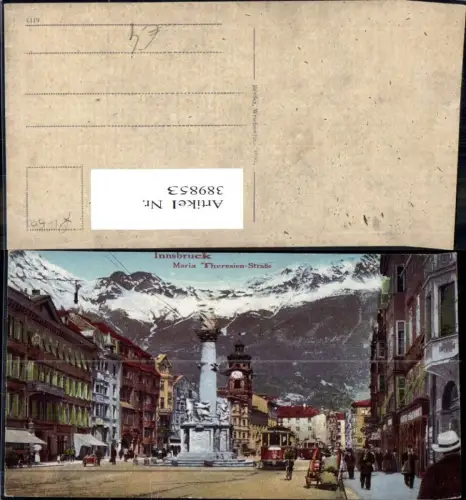 389853,Straßenbahn 2 Innsbruck Maria-Theresienstrasse Annasäule Bergkulisse Fahrrad