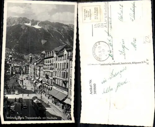 389860,Straßenbahn Innsbruck Maria-Theresienstrasse Annasäule Kaufhaus Kraus Auto