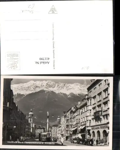 411799,Foto Ak Straßenbahn Innsbruck Maria Theresienstraße m. Nordkette