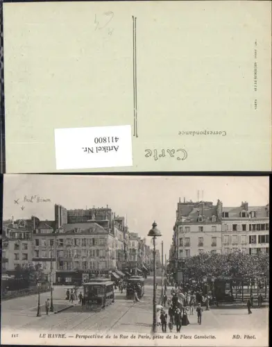 411800,Straßenbahn Le Havre Perspective de la Rue de Paris prise de la Place Gambetta