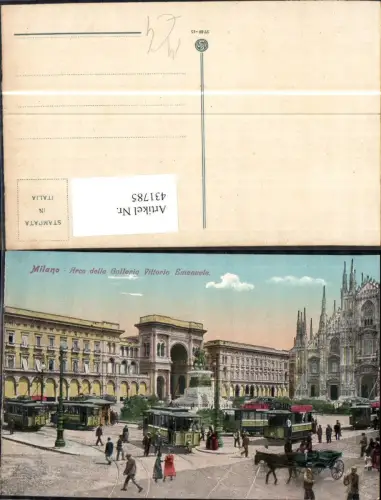 431785,Milano Arco della Galleria Vittorio Emanuele Straßenbahn Kutsche