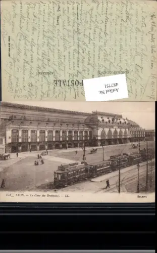 487751,Straßenbahnen Lyon La Gare des Brotteaux Reklame Chocolat Menier Bahnhof