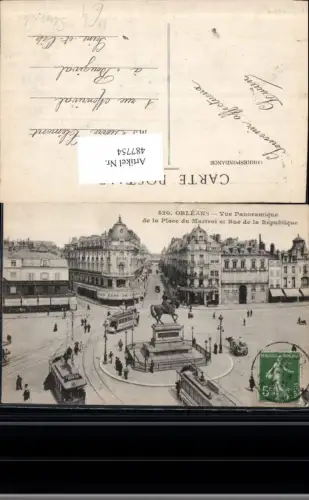 487754,Straßenbahnen Orleans Vue Panoramique de la Place du Martroi et Rue de la Repubilque
