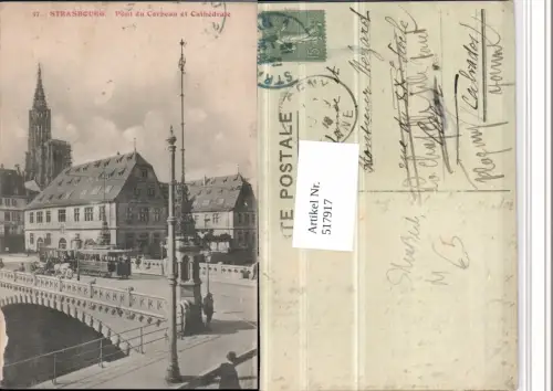 517917,Straßenbahn Strasbourg Strassburg Brücke Kirche Corbeau
