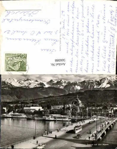 566088,Straßenbahn Luzern m. d. Alpen Brücke Schiff Dampfer Pilates