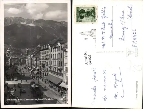 646829,Foto Ak Innsbruck Maria Theresienstraße m. Nordkette Straßenbahn