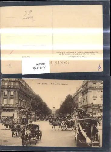183296,Paris Boulevard des Capucines Strassenbahn Kutschen Tram Automobile Oldtimer