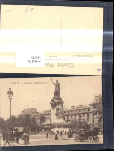 183333,Paris Place de la Republique Säule Denkmal Automobil Oldtimer