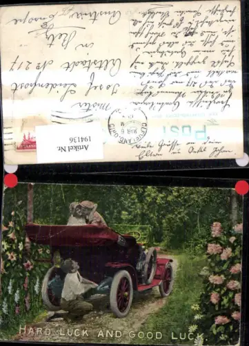 194136,Automobil Oldtimer Paar a. Rückbank Mann b. Achse Hard Luck and Good Luck