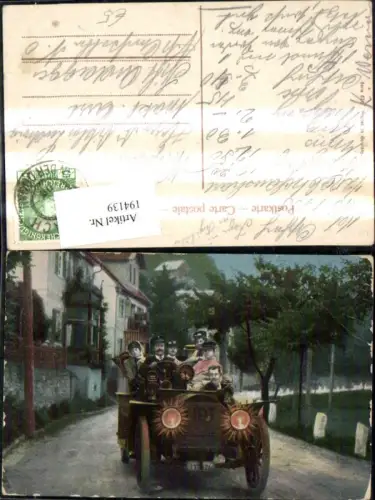 194139,Automobil Oldtimer Auto m. Personen Scheinwerfer