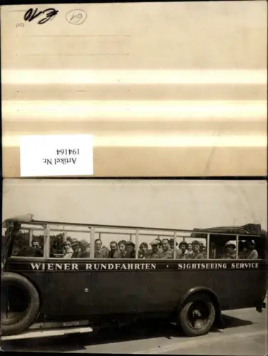 194164,Foto Ak Autobus Bus Reisebus Wiener Rundfahrten Sightseeing Service Personen Wien