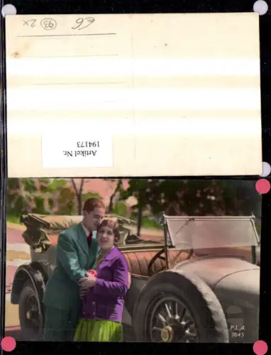 194173,Foto Ak Automobil Auto Oldtimer Verbliebtes Paar