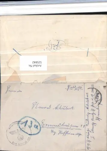 525842,WK 2 Feldpost Marsch Komp. 1 Hamburg n. Ermershausen Hofheim