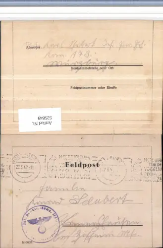 525849,Feldpost Infanterie Pionier Ers. Kp. 173 Würzburg Ermershausen Hofheim