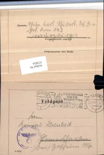525854,WK 2 Feldpost Inf. Pionier Ers. Kp. 173 Würzburg n. Ermershausen Hofheim