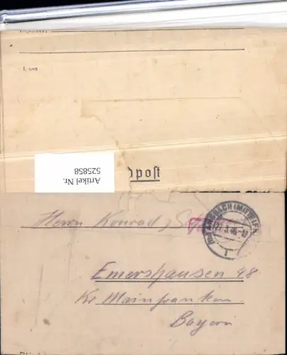 525858,WK 2 Feldpost Ansbach n. Ermershausen Hofheim Ebern