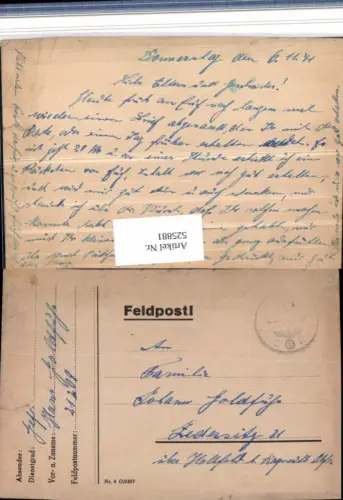 525881,WK 2 Feldpost 21209 n. Zedersitz Wonsees Hollfeld