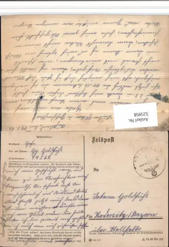 525958,WK 2 Feldpost 44562 n. Zedersitz Hollfeld Wonsees
