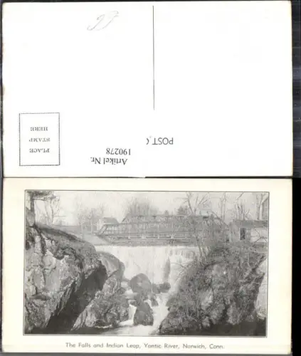190278,Connecticut Norwich Yantic River The Falls and Indian Leap