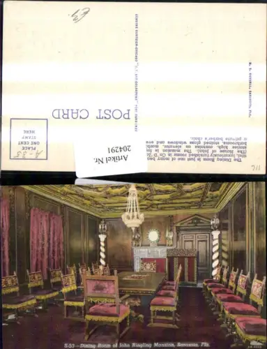 204291,Florida Sarasota Dining Room of John Ringling Mansion Innenansicht