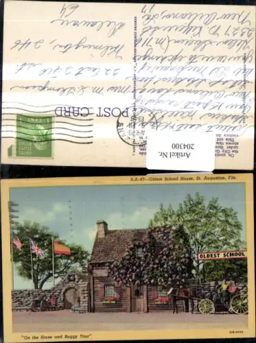 204300,Florida St. Augustine Oldes School House Schule Kutsche Pferdekutsche