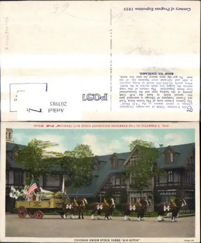 203985,Illinois Chicago Union Stock Yards 4 H Hitch Int. Live Stock Exposition 1930