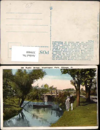 359460,Illinois Chicago Washington Park Rustic Bridge Brücke Ruderboot