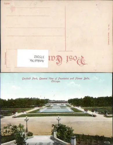 375202,Illinois Chicago Garfield Park General View of Fountains and Flower Beds Wasserbecken