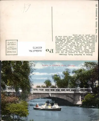 453975,Illinois Chicago Scene in Garfield Park Ruderboot Brücke